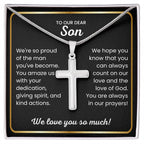 To Our Dear Son - We love you so much - Gift for Son from Mom and Dad - Artisan Cross Necklace