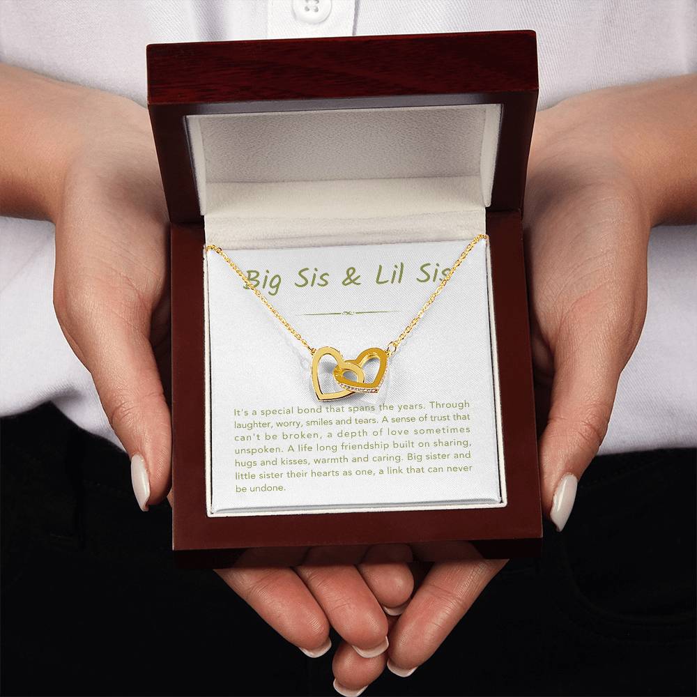 Big Sis & Lil Sis Necklace - It's a special bond that spans the years - Gift for Sisters - Interlocking Hearts Necklace