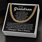 To My Grandson, Cuban Link Chain Necklace for Grandson, Birthday Gift, Stylish Teen & Young Men Accessory,