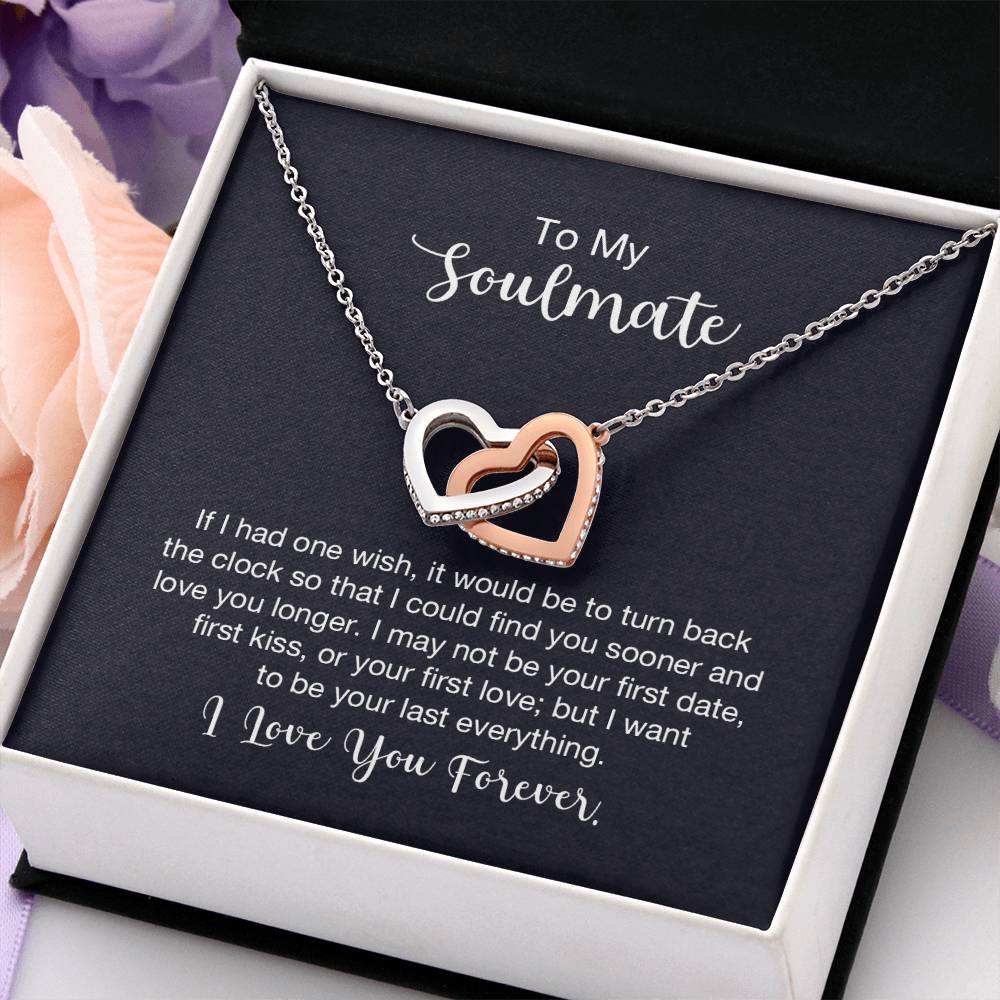 To My Soulmate Necklace - Long Distance Relationship Soulmate Gift for Romantic Occasions - Interlocking Hearts Necklace