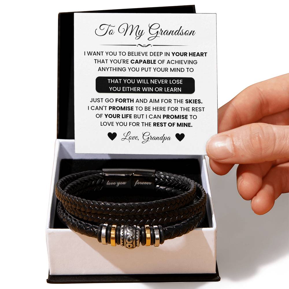 To My Grandson – Graduation, Christmas Jewelry from Grandpa – Love You Forever Bracelet