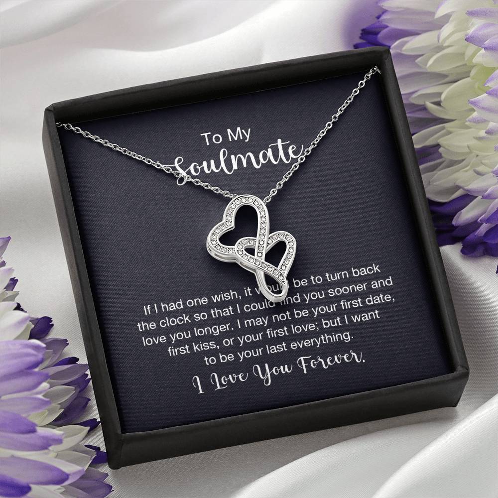 To My Soulmate Necklace - Soulmate Gift for Her for Valentine’s Day & Every Day Love - Heart-to-heart Pendant Necklace