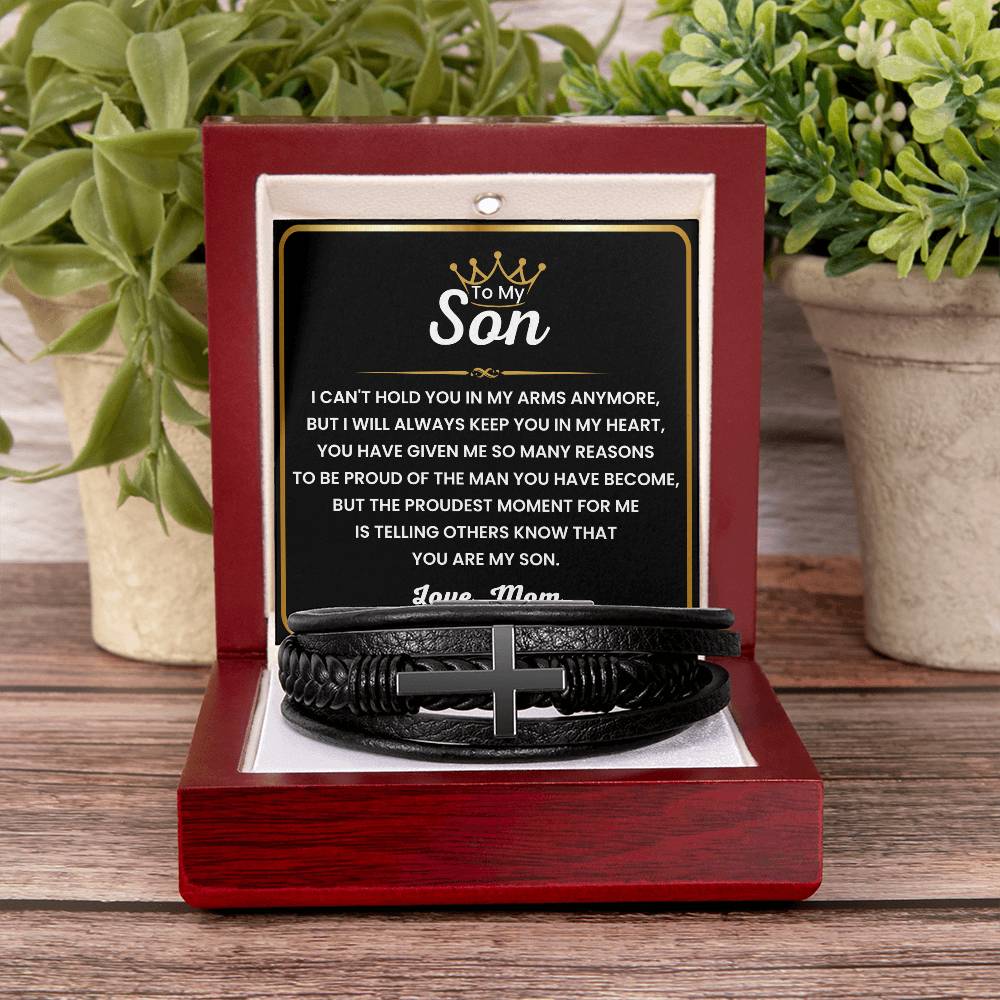 Mom’s Gift for Son – Graduation, Christmas, Birthday – Men’s Cross Bracelet