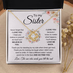 To My Sister Necklace - Never forget that I love you - Gift for Sister - Love Knot Necklace