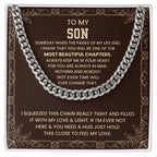 To My Son Necklace - Just hold the close to feel my love - Cuban Link Chain