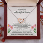 To My Amazing Unbiological Sister - The bond between us is a special one - Interlocking Hearts Necklace
