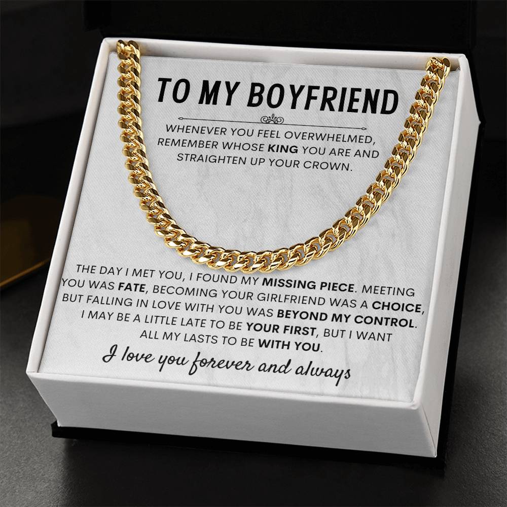 Girlfriend to Boyfriend Gift – Cuban Link Chain – Birthday & Anniversary Gift for Him