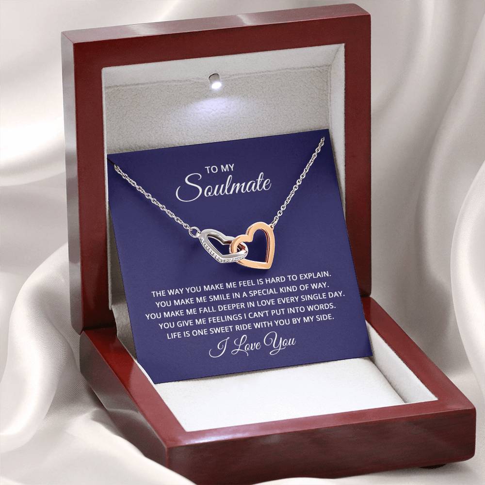 To My Soulmate Necklace - Long Distance Soulmate Gift for Valentine’s Day & Special Days - Interlocking Hearts Necklace