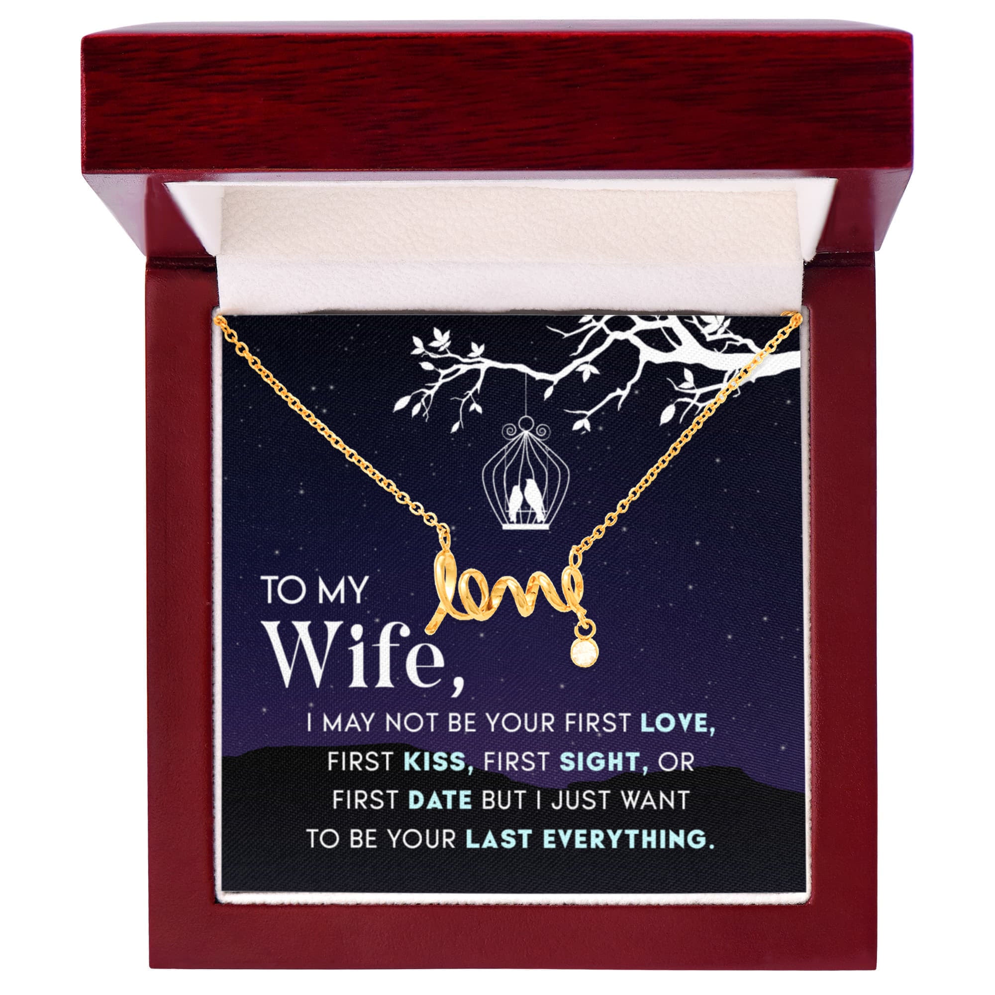 To My Wife Necklace - Perfect Jewelry from Husband for Valentine’s Day, Birthday & Holiday Gifting - Scripted Love Necklace