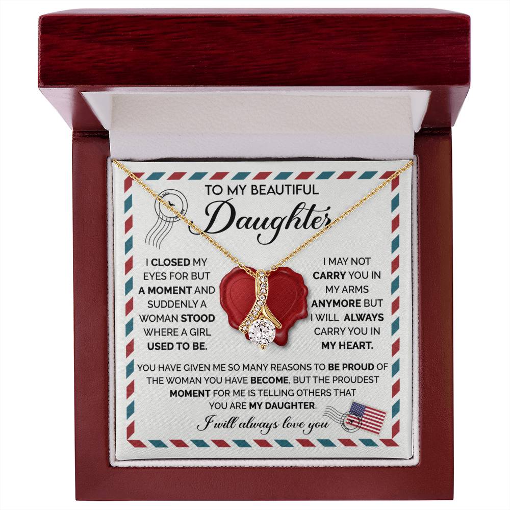 To My Daughter Necklace – Daughter Gift for Birthday Graduation Achievements – Alluring Beauty Necklace