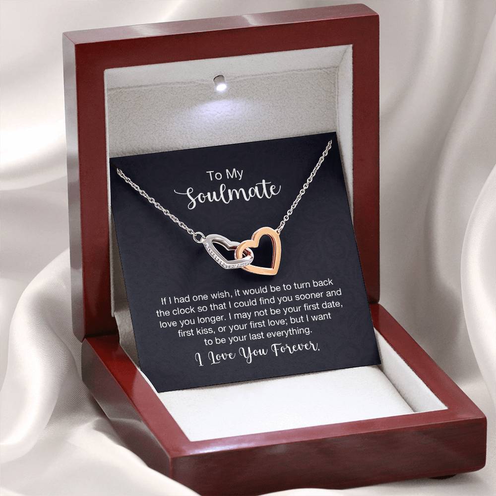 To My Soulmate Necklace - Long Distance Relationship Soulmate Gift for Romantic Occasions - Interlocking Hearts Necklace