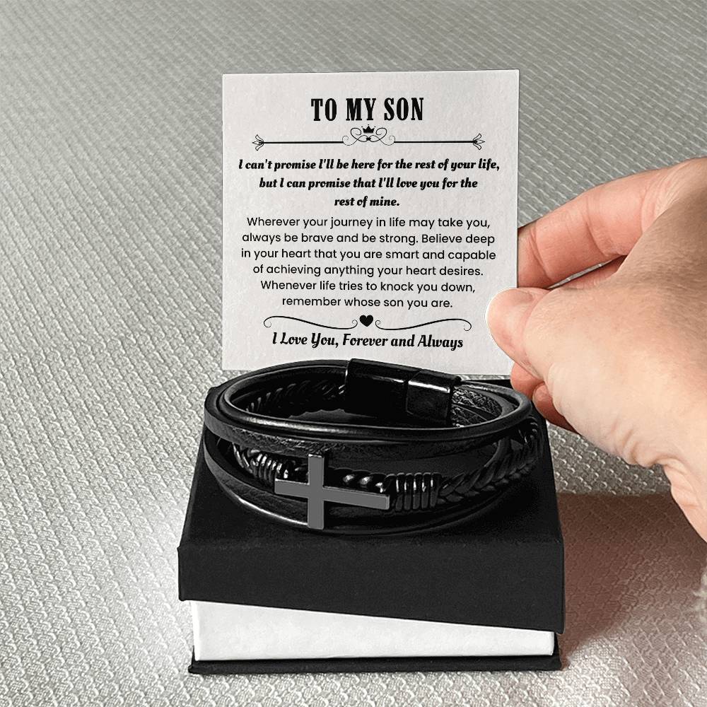 Son Gift – Graduation, Birthday, Holiday – Men’s Cross Bracelet