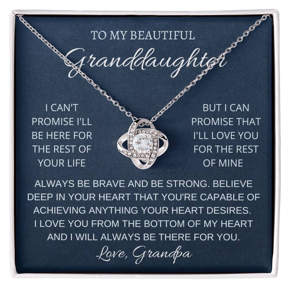 To My Granddaughter Necklace – Birthday & Christmas Gift for Granddaughter from Grandpa – Love Knot Necklace