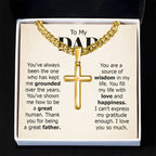 To My Dad Necklace - You've always been the one - Gift for Dad - Artisan Cross with Cuban Link Chain