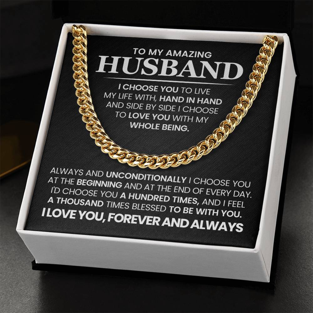 Gift for Husband from Wife - I Choose You - Cuban Link Chain