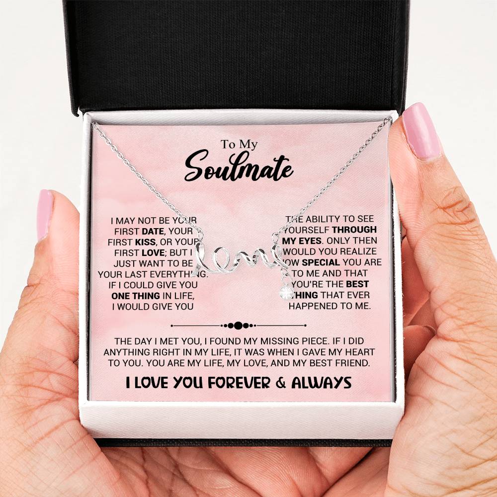To My Beautiful Soulmate Necklace - Soulmate Gift Necklace for Romantic Gifting - Scripted Love Necklace
