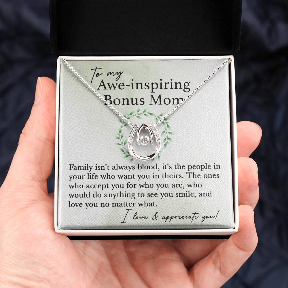 To My Bonus Mom - I Love & Appreciate You - Lucky In Love Necklace - Best Gift For Bonus Mom