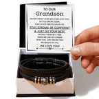 To Our Grandson - Stay Strong, Be Confident & Just Do Your Best - Love You Forever Bracelet from Grandparents