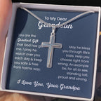 To Dear My Grandson - You are the greatest gift - Gift for Grandson from Grandpa - Artisan Cross Necklace