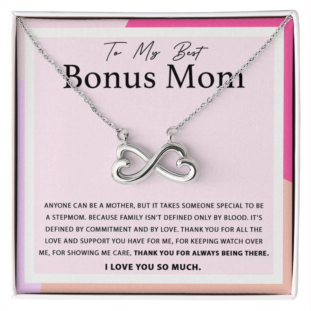 To My Best Bonus Mom - Thank You For Always Being There - Endless Love Necklace - Sentimental Bonus Mom Gift