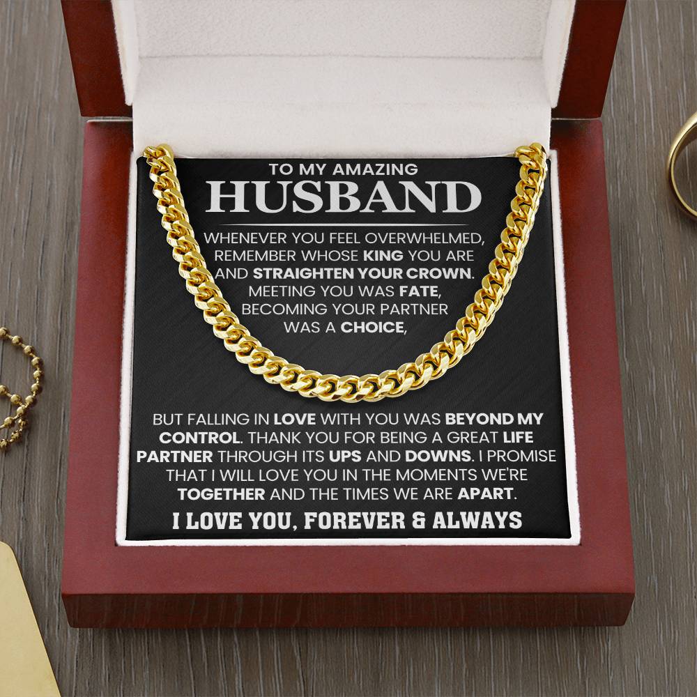 To My Husband – Cuban Link Chain – Anniversary & Birthday Gift from Wife