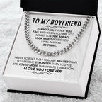 To My Boyfriend Necklace - Stand Tall, Even If You Fall - Cuban Link Chain Gift from Her