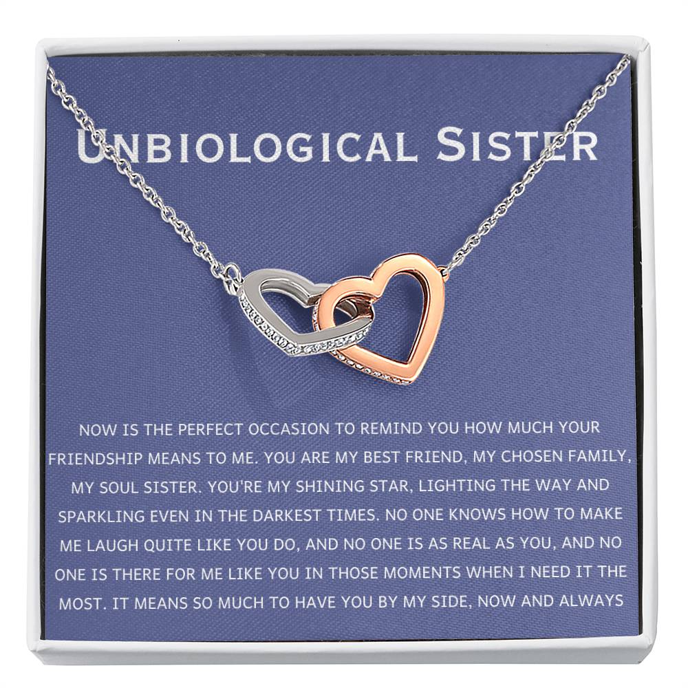 Unbiological Sister Necklace - Gift for Bonus Sister - Interlocking Hearts Necklace