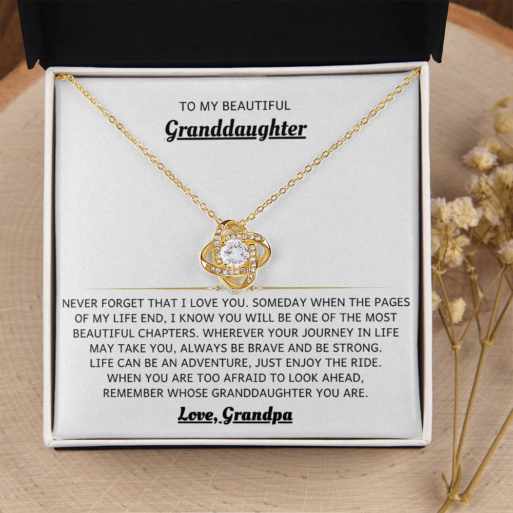 To My Granddaughter Necklace – Granddaughter Christmas Graduation Jewelry Gift – Love Knot Necklace