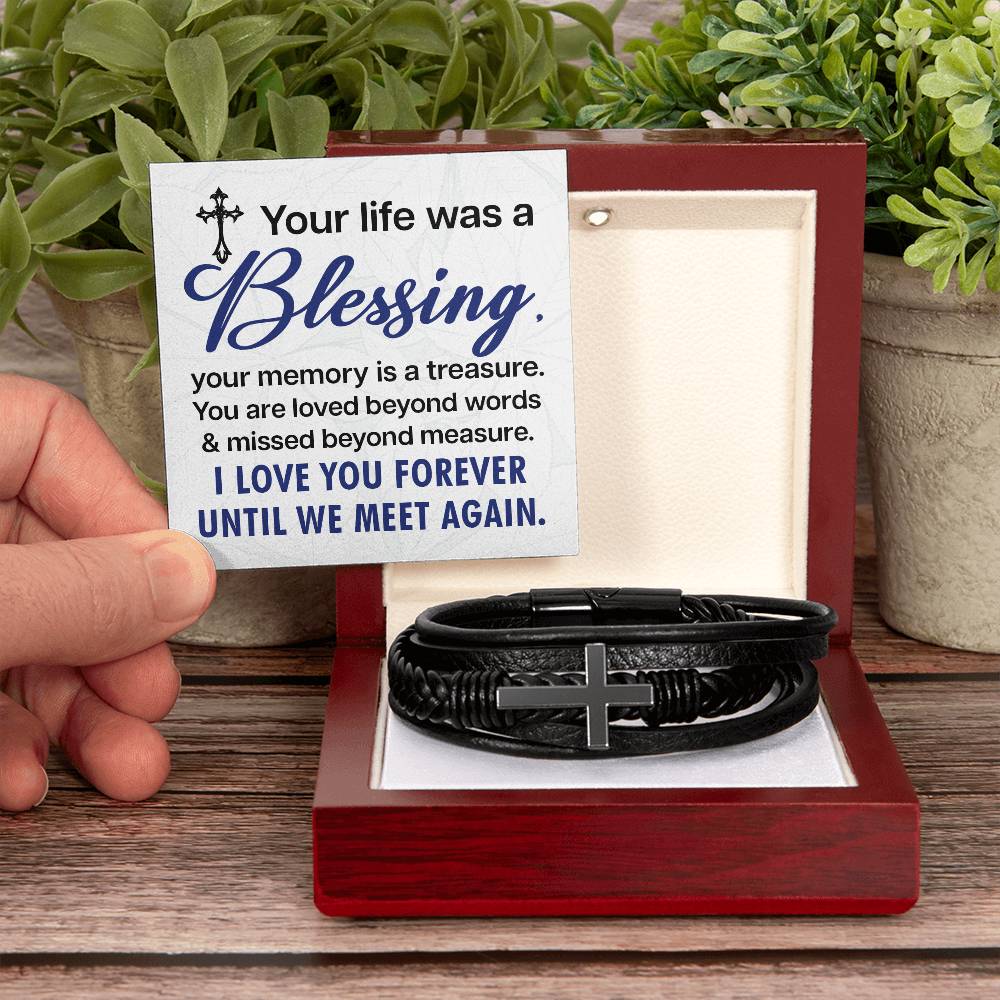 Your life was a blessing - Men's Cross Bracelet