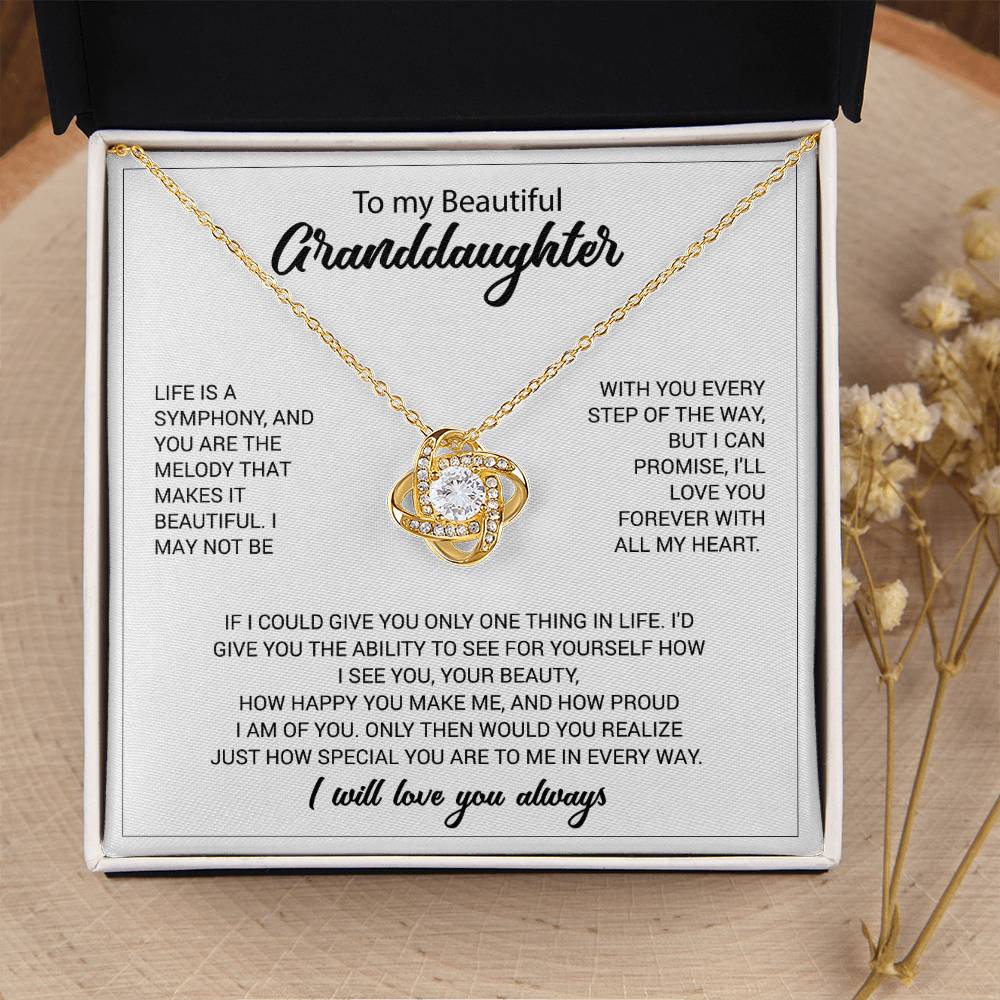To My Granddaughter Necklace – Birthday & Graduation Jewelry for Granddaughter – Love Knot Necklace
