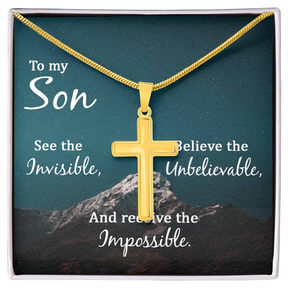 To My Son Necklace - Receive the impossible - Artisan Cross Necklace