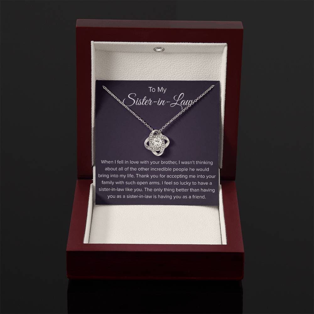 To My Sister In Law - Thank You for Accepting Me - Love Knot Necklace