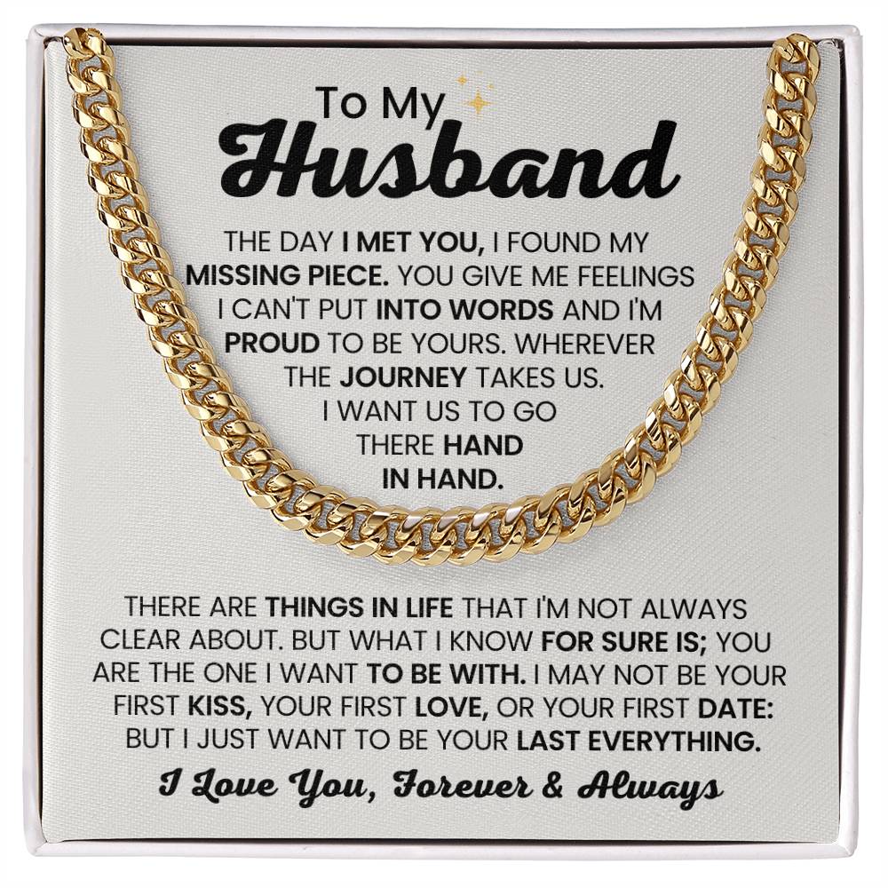 To My Husband - The Day I Met You - Cuban Link Chain - Anniversary & Birthday Gift from Wife