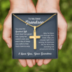 To Dear My Grandson - You are the greatest gift - Gift for Grandson from Grandma - Artisan Cross Necklace