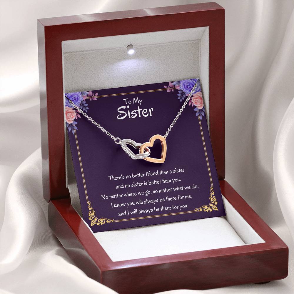 To My Sister Necklace - There's no better friend than a sister - Interlocking Hearts Necklace