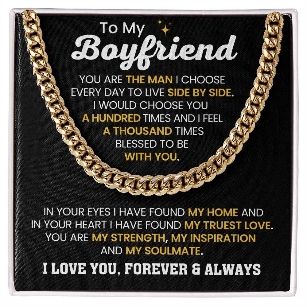 Boyfriend Jewelry Gift from Girlfriend - Cuban Link Chain - Anniversary & Valentine's Day Gift
