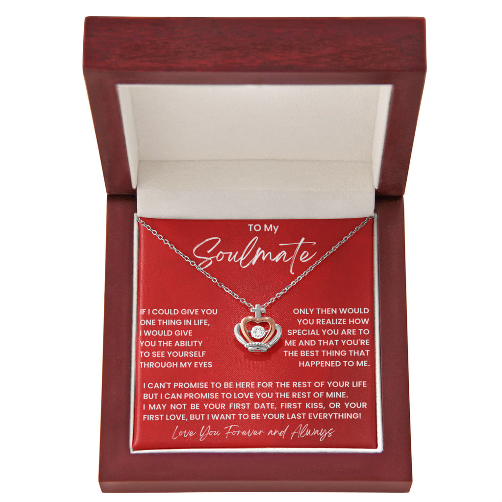 To My Soulmate Necklace - Long Distance Soulmate Gift for Valentine’s Day & Special Days - Crown Pendant Necklace