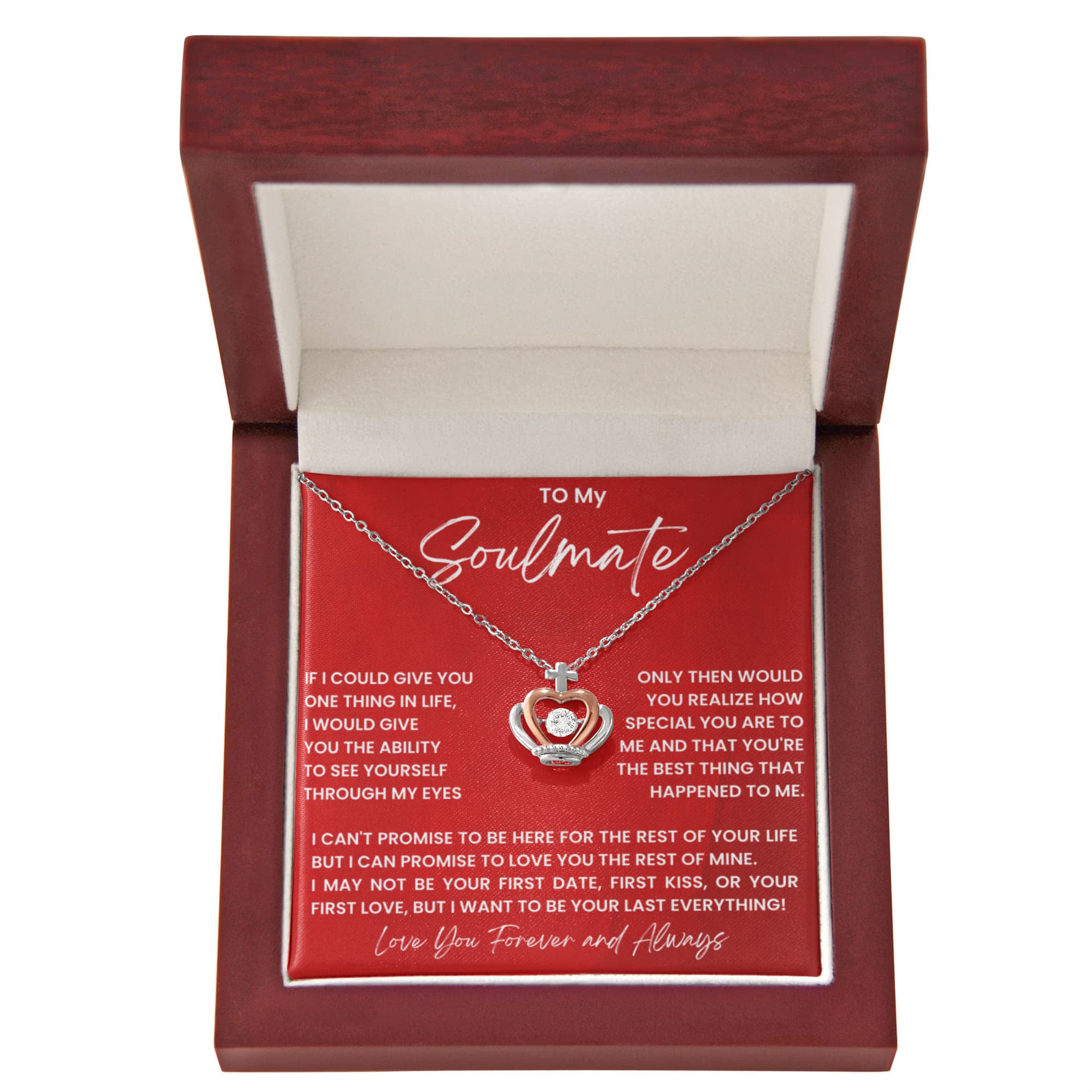 To My Soulmate Necklace - Long Distance Soulmate Gift for Valentine’s Day & Special Days - Crown Pendant Necklace