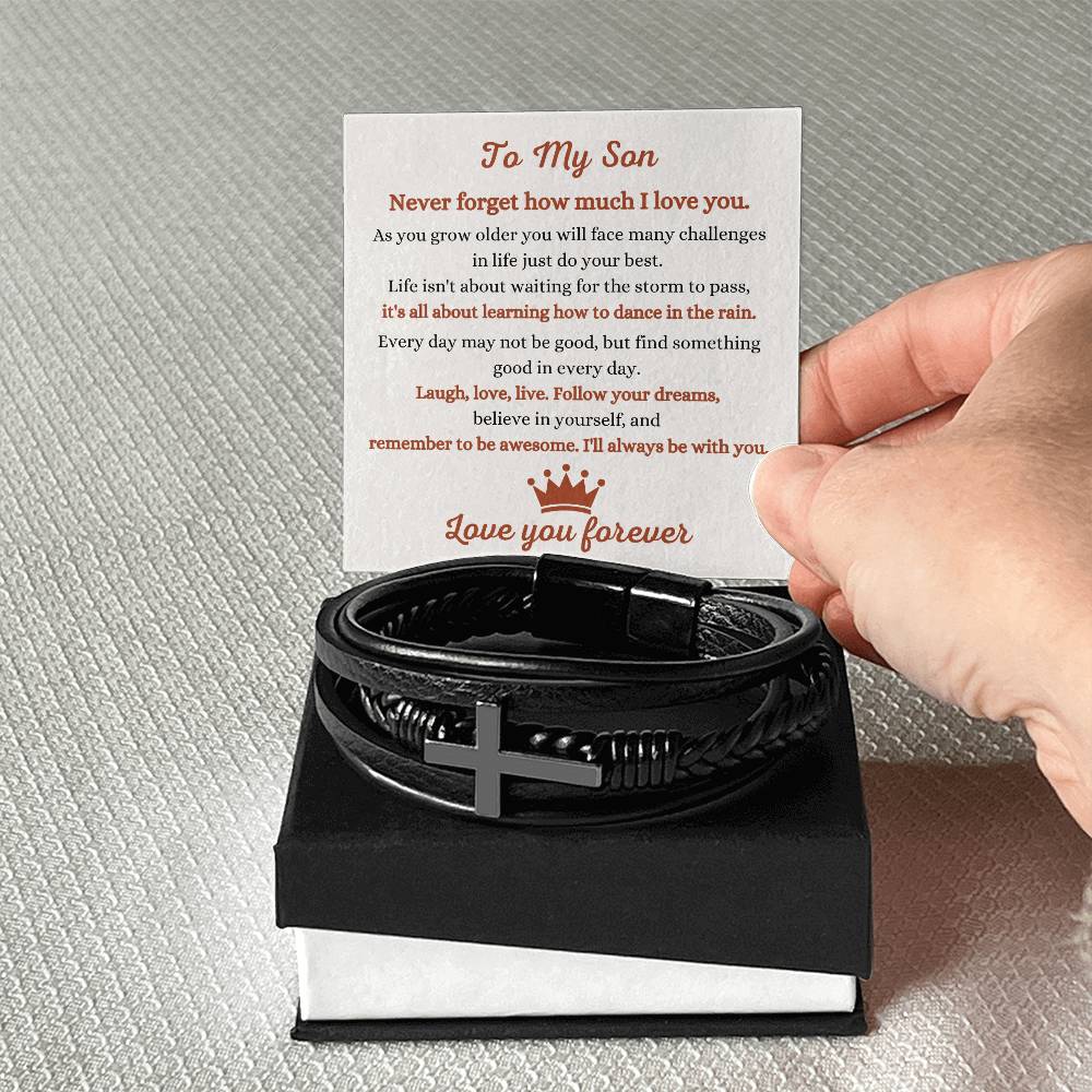 Gift for Son – Birthday, Christmas Jewelry – Men’s Cross Bracelet