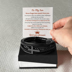 Gift for Son – Birthday, Christmas Jewelry – Men’s Cross Bracelet