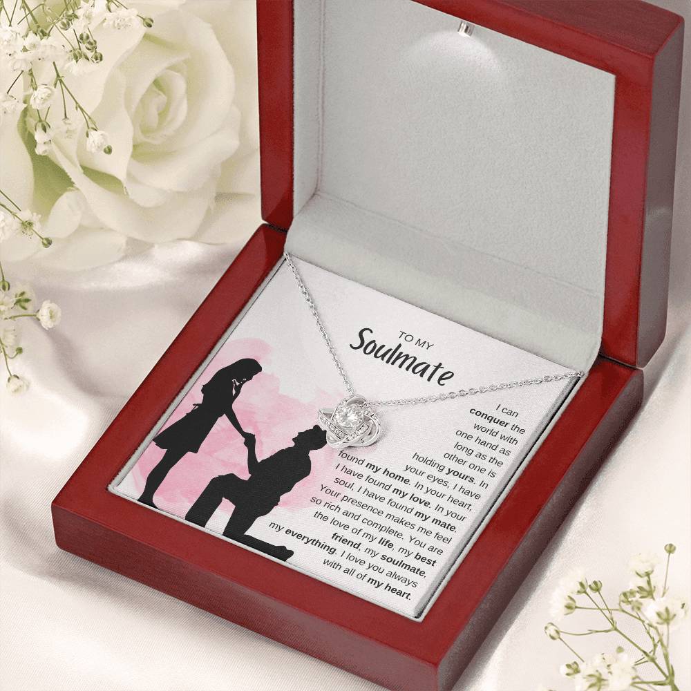 To My Soulmate Necklace - Romantic Jewelry Gift for Her for Christmas & Special Dates - Love Knot Necklace