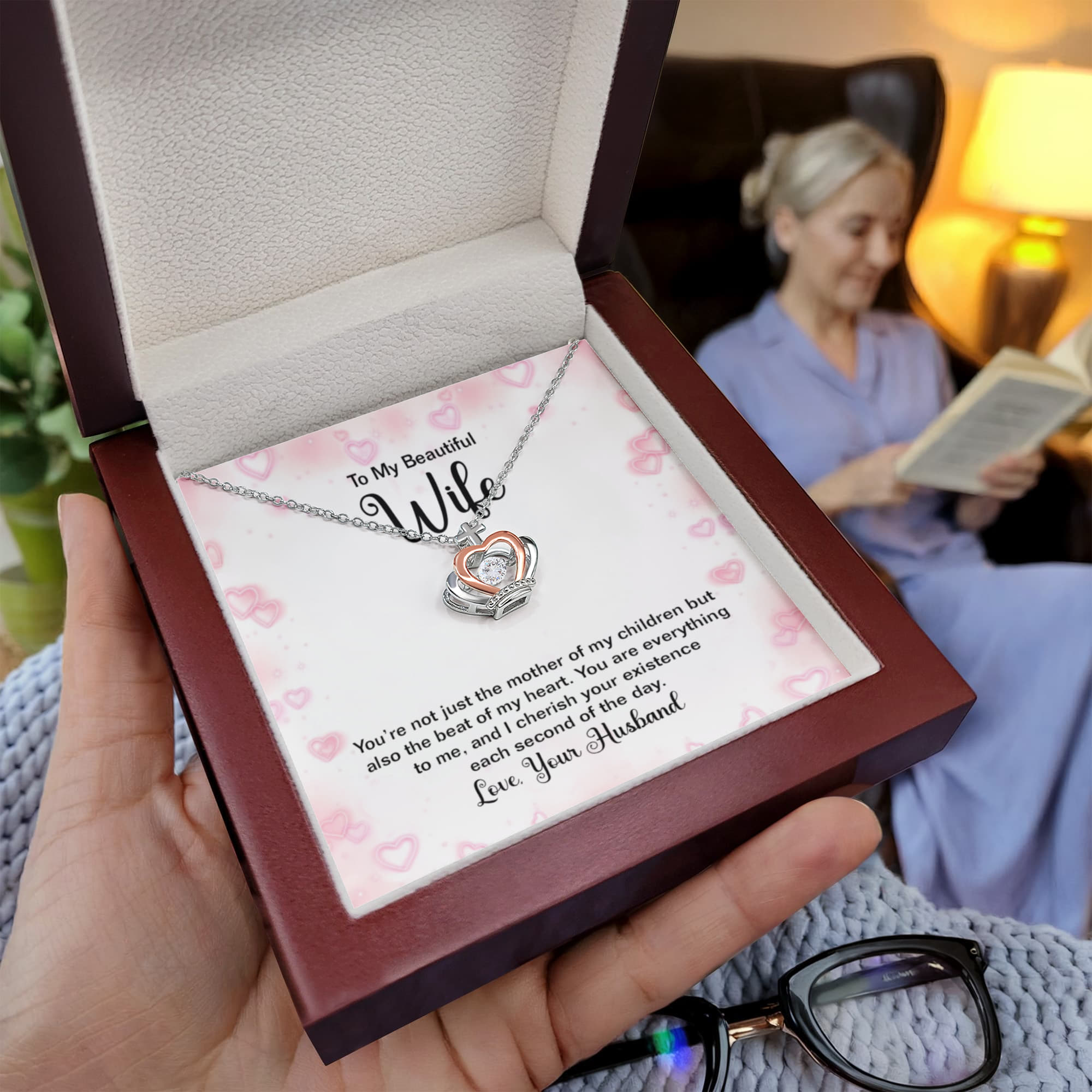 To My Wife Necklace - Romantic Gift from Husband for Valentine’s Day, Birthdays & Holiday Surprises - Crown Pendant Necklace