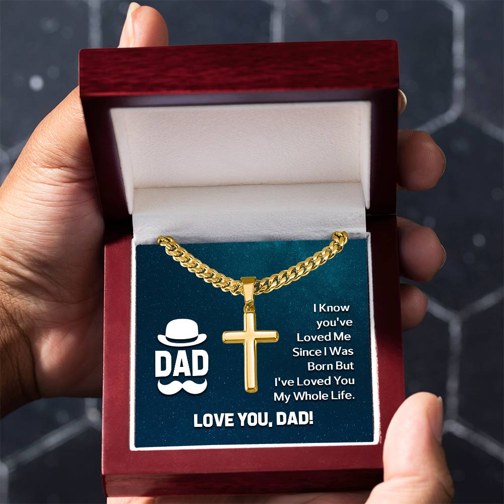Dad - I know Artisan Cross with Cuban Link Chain Gift for Dad