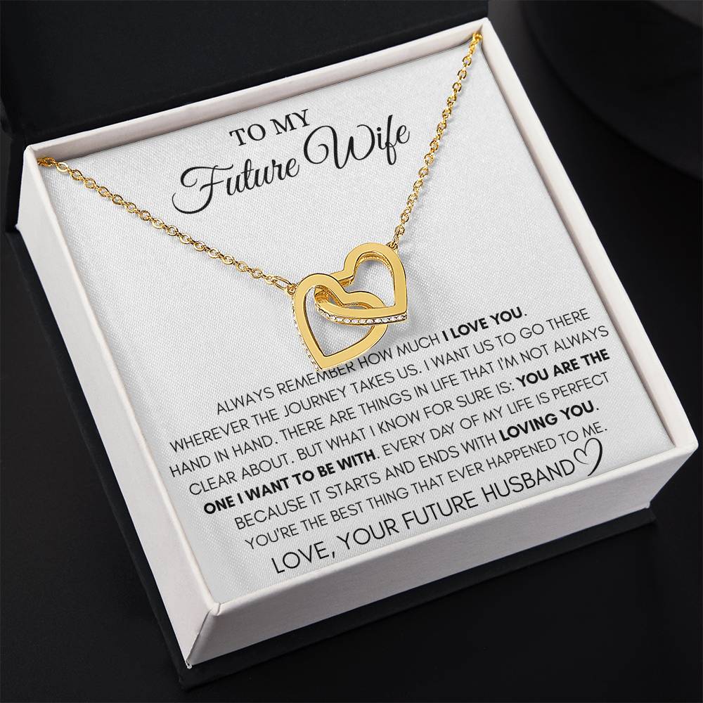 Future Wife Gift - Beautiful Necklace for Girlfriend for Birthday, Christmas & Romantic Moments - Interlocking Hearts Necklace