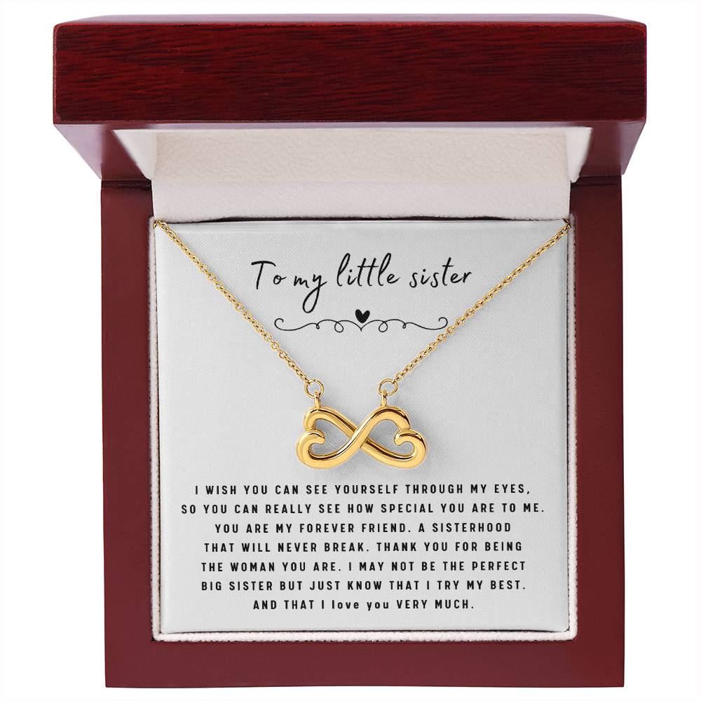 To My Little Sister Necklace - I Wish You Can See Yourself Through My Eyes - Gift for Little Sister - Endless Love Necklace