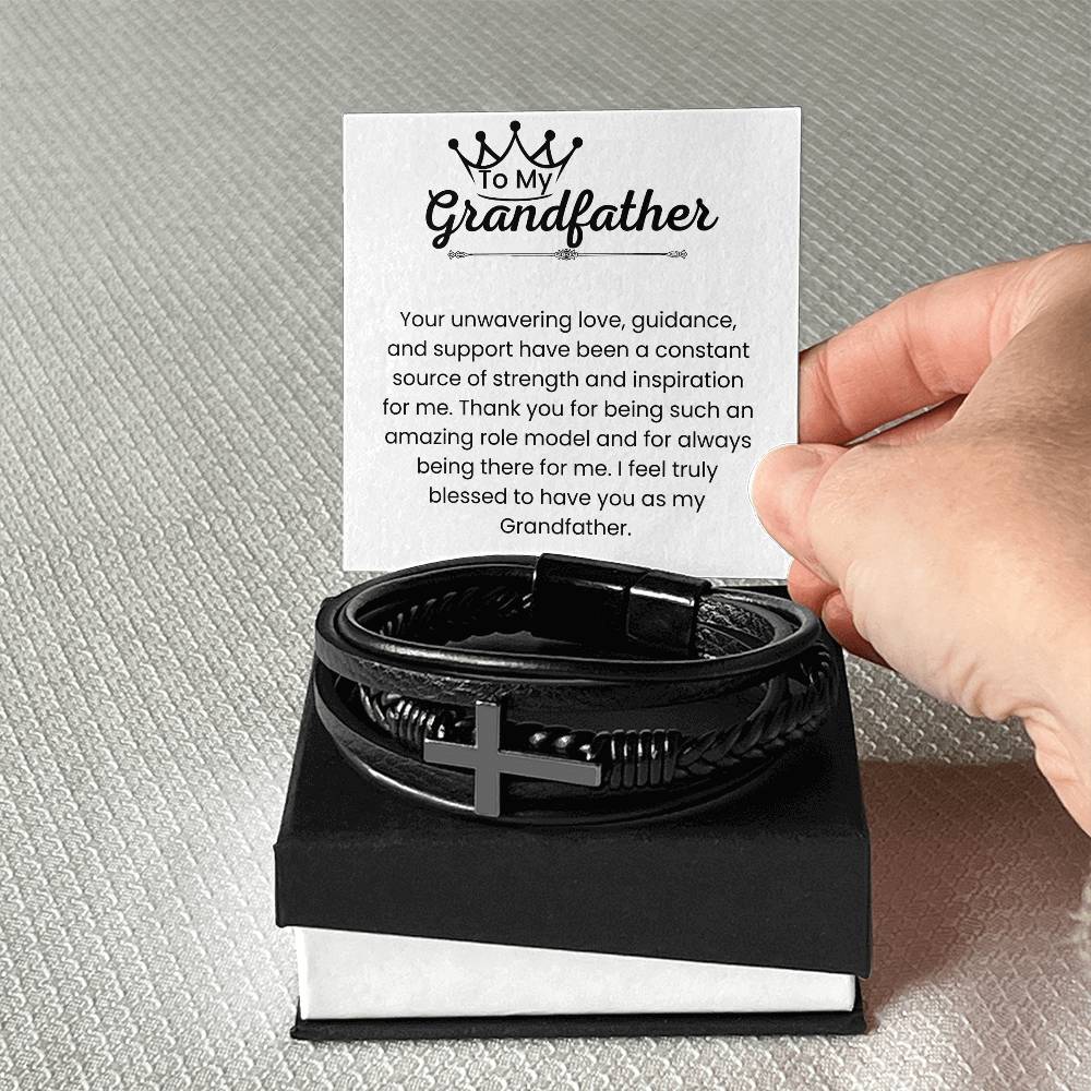 To My Grandfather - Your Unwavering Love - Men's Cross Bracelet