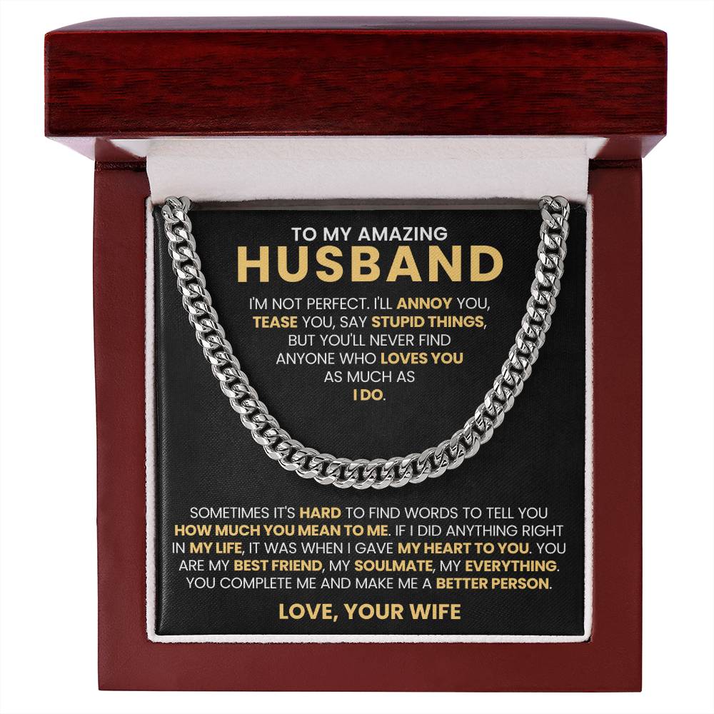 To My Amazing Husband - You're My Everything - Cuban Link Chain Gift from Wife to Husband