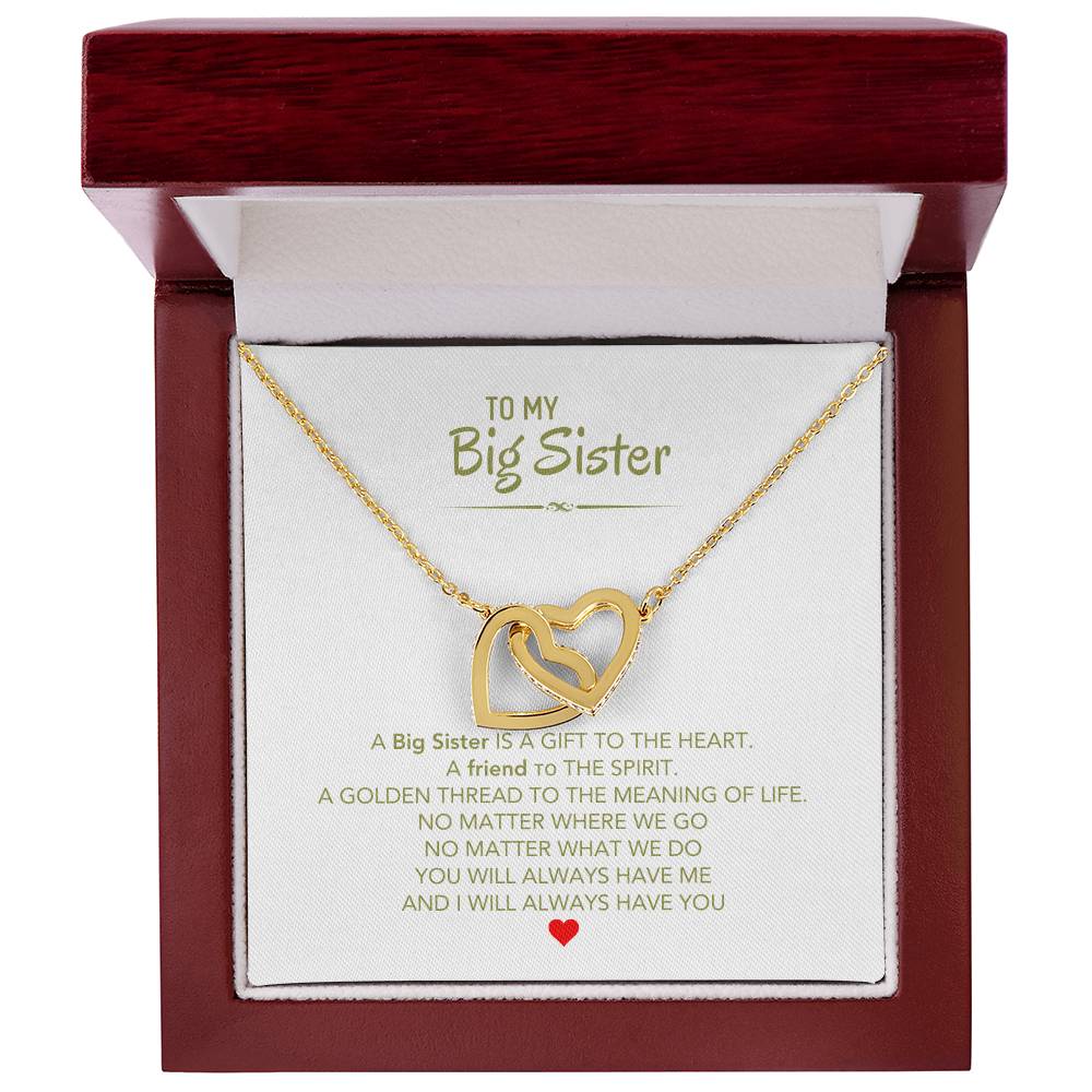 To My Big Sister Necklace - A Big Sister Is A Gift To The Heart - Gift for Sister - Interlocking Hearts Necklace