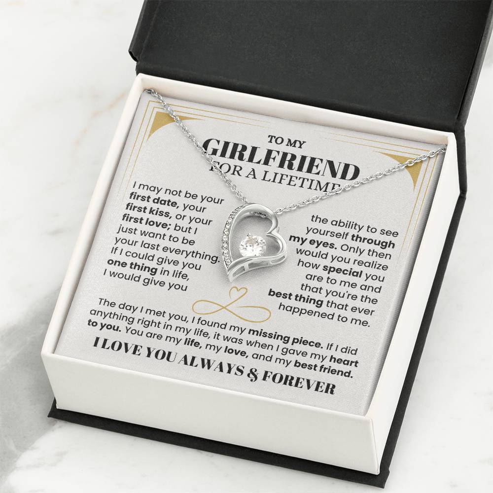 To My Girlfriend Necklace - Long Lasting Romantic Gift for Birthday, Sweet Surprises & Just Because Love - Forever Love Necklace