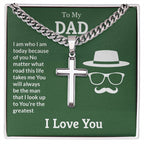 To My Dad Necklace - You're the greatest - Dad Gift from Kids - Artisan Cross with Cuban Link Chain